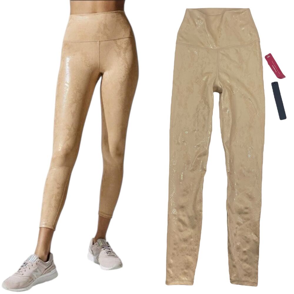Carbon 38 Metallic 7/8 Leggings Snake Print Tan Brown Size XXS